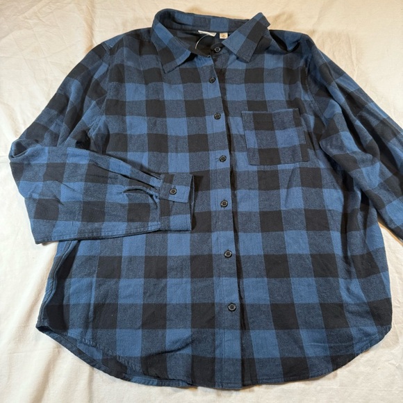 Grateful Dead Blue Plaid Flannel Shirt Skeleton Roses Graphic Womens Medium NWT - Picture 6 of 16